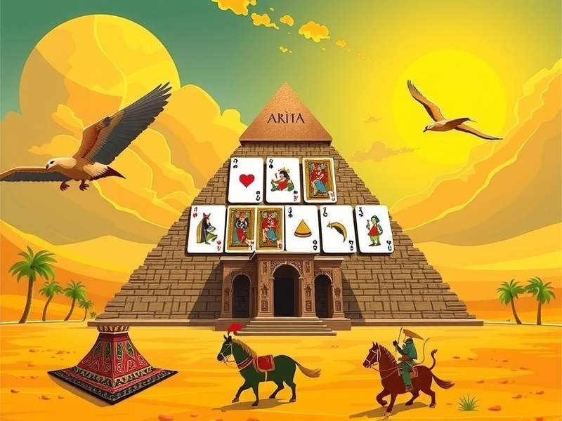 प्राचीन मिस्र पिरामिड और कार्ड गेम का दृश्य