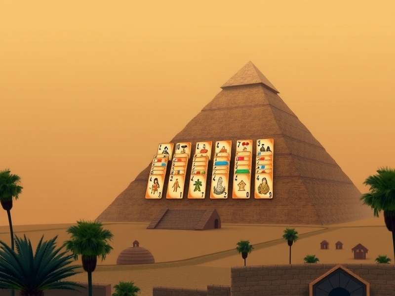 प्राचीन मिस्र पिरामिड सॉलिटेयर फुल स्क्रीन मोड में गेमप्ले