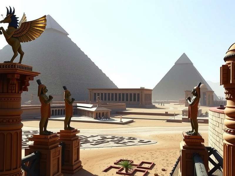 प्राचीन मिस्र पिरामिड और कार्ड गेम का दृश्य