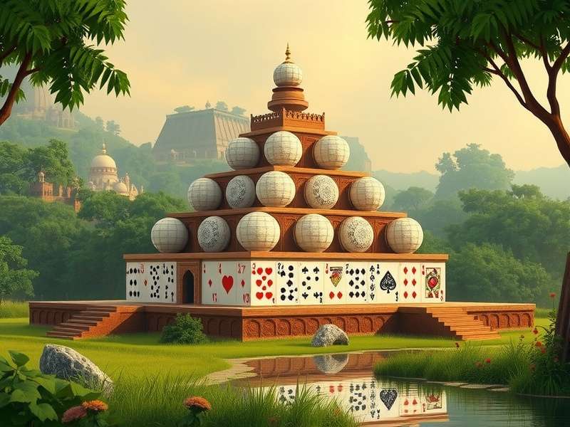 पिरामिड सॉलिटेयर खेल का हिंदी में दृश्य