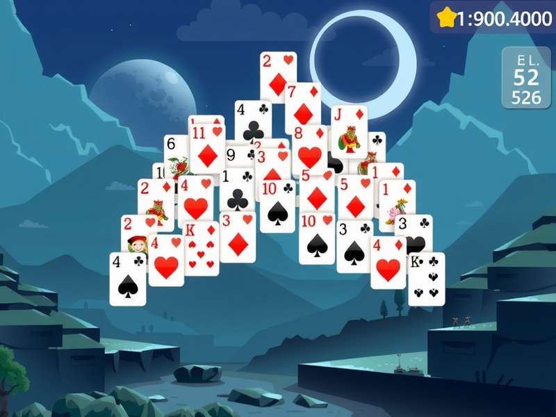 पिरामिड सॉलिटेयर गेम का स्क्रीनशॉट हिंदी में