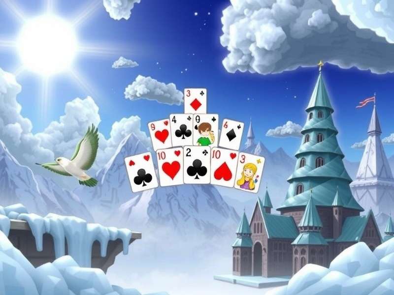 Screenshot of Pyramid Solitaire online free game interface showing pyramid layout and stock pile