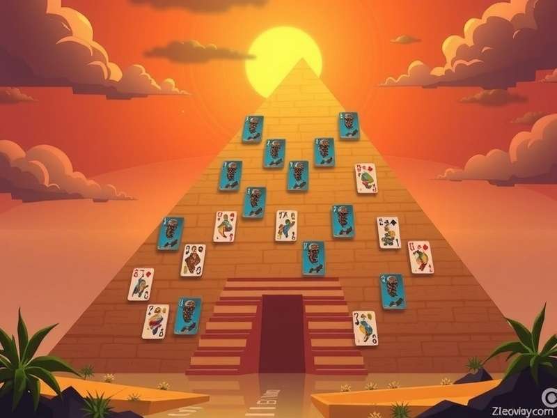 Strategic layout of cards in Egyptian Pyramid Solitaire game showing optimal moves
