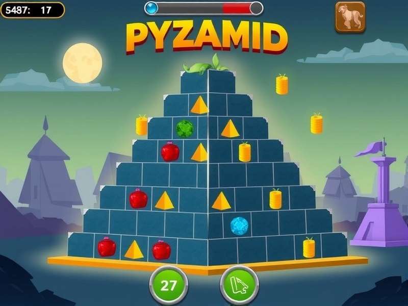 Pyramid Solitaire game interface in full screen mode showing the pyramid layout