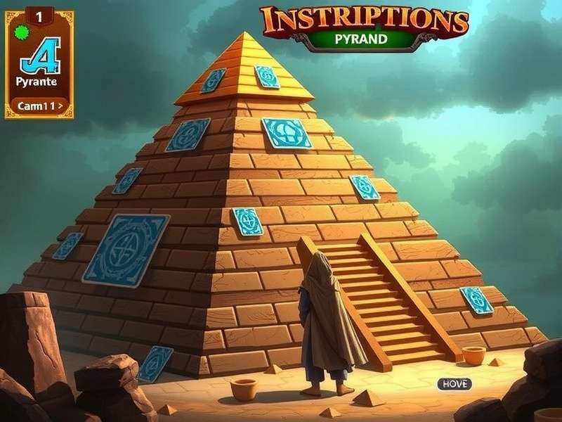 Pyramid Solitaire gameplay interface showing card pyramid layout