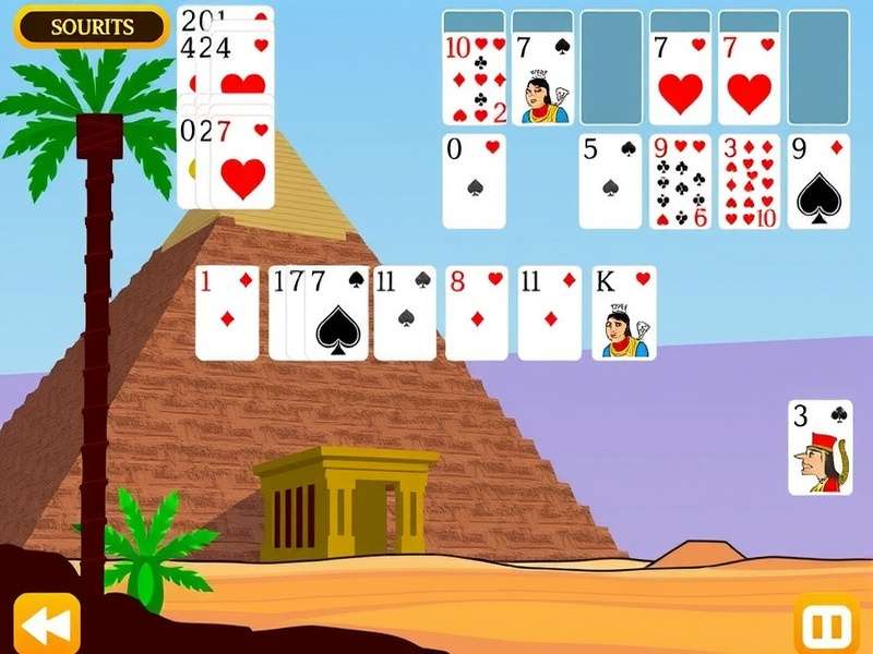 Egyptian Pyramid Solitaire game in full screen mode on a desktop