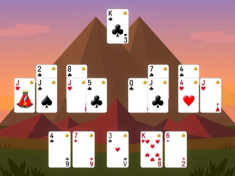 Pyramid Solitaire Game layout showing pyramid card arrangement