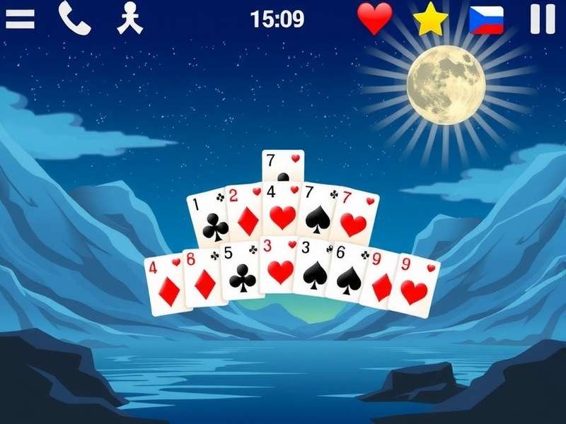 Pyramid Solitaire gameplay interface showing card pyramid layout