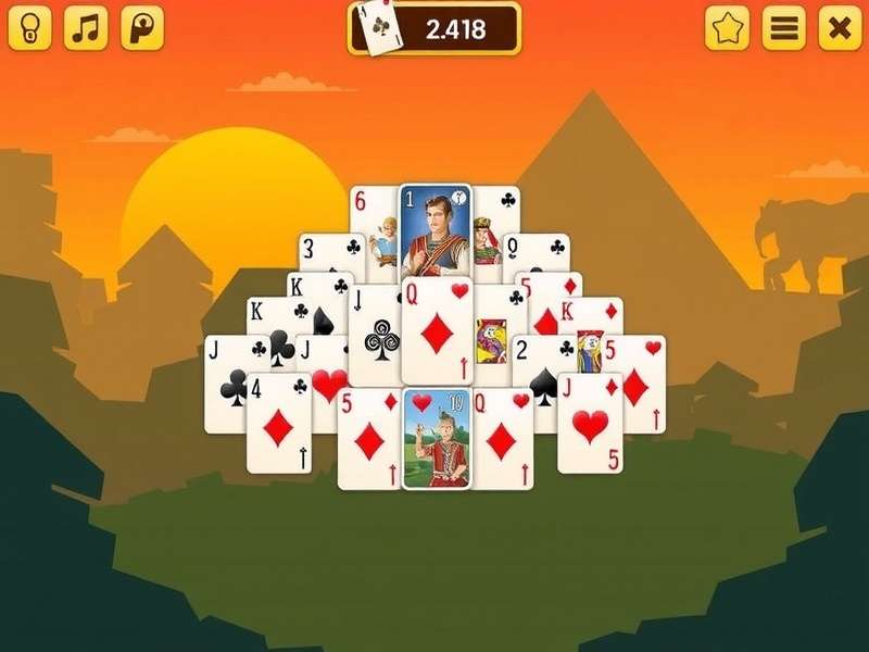 Classic Pyramid Solitaire old version gameplay on a desktop computer