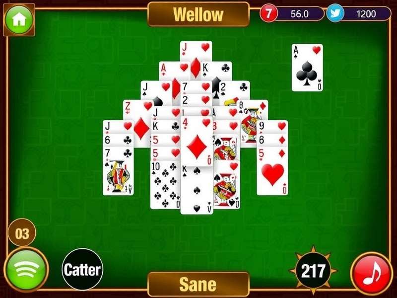 Double Pyramid Solitaire layout showing two adjacent pyramids with face-up cards