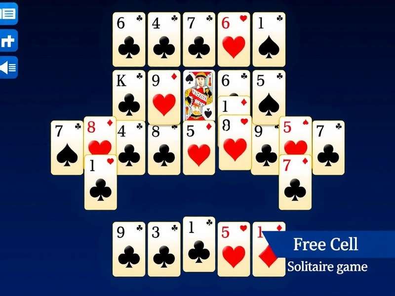Free Cell Solitaire game layout showing cards arranged in columns with free cells above