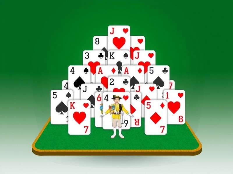Green Felt Pyramid Solitaire – classic card game on green felt table