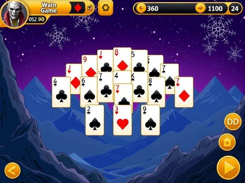 Pyramid Solitaire game layout with cards arranged in pyramid formation