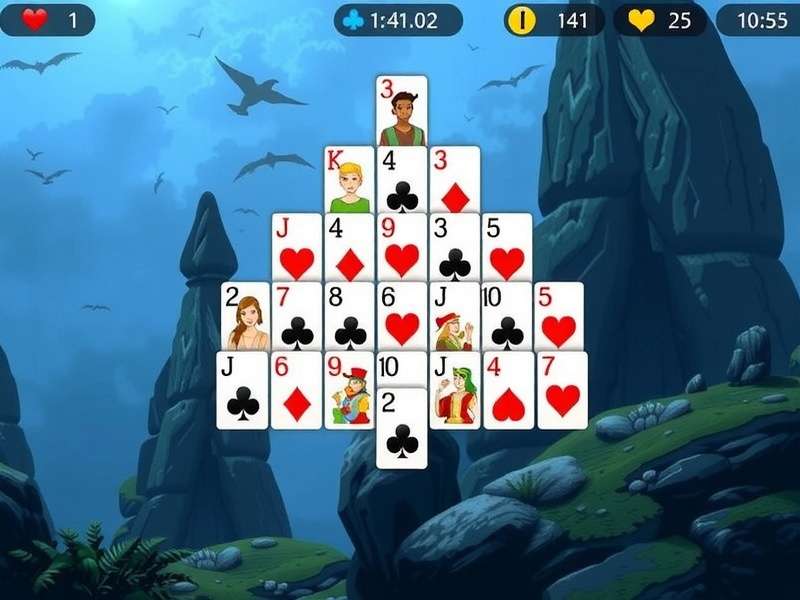 Msn Pyramid Solitaire Free Online game layout with pyramid of cards and stock pile