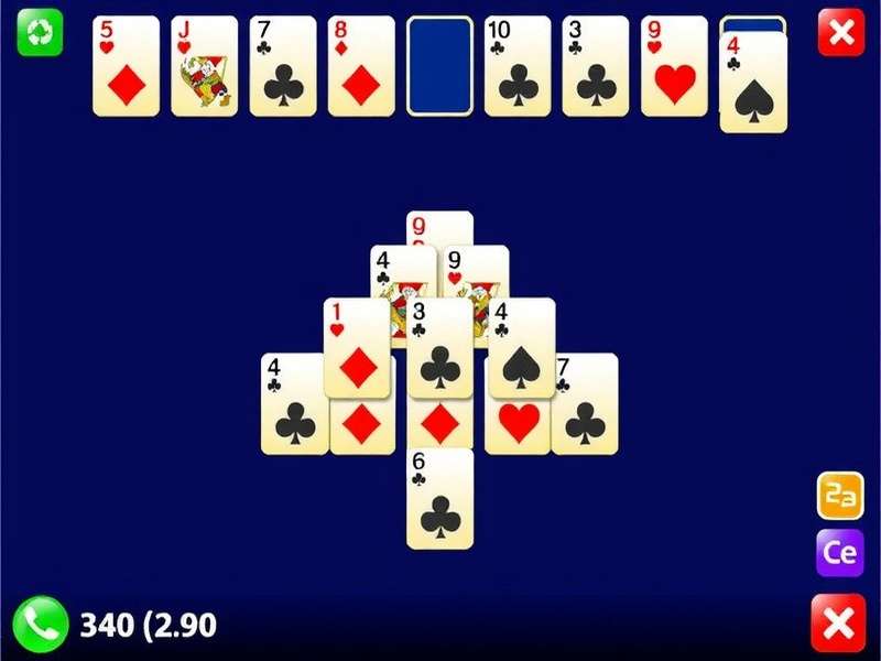 Pyramid Solitaire Classic online free no download game board with cards arranged in pyramid formation