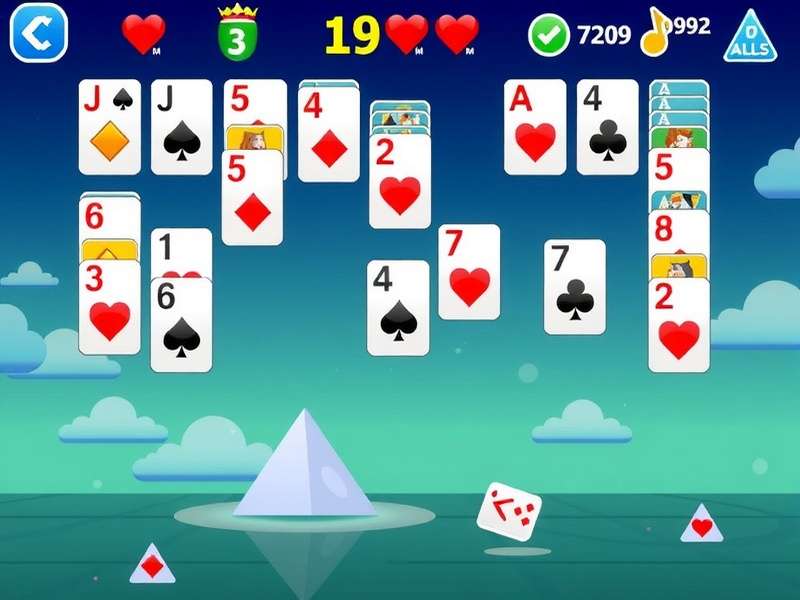 Pyramid Solitaire card game layout with 7-tier pyramid structure