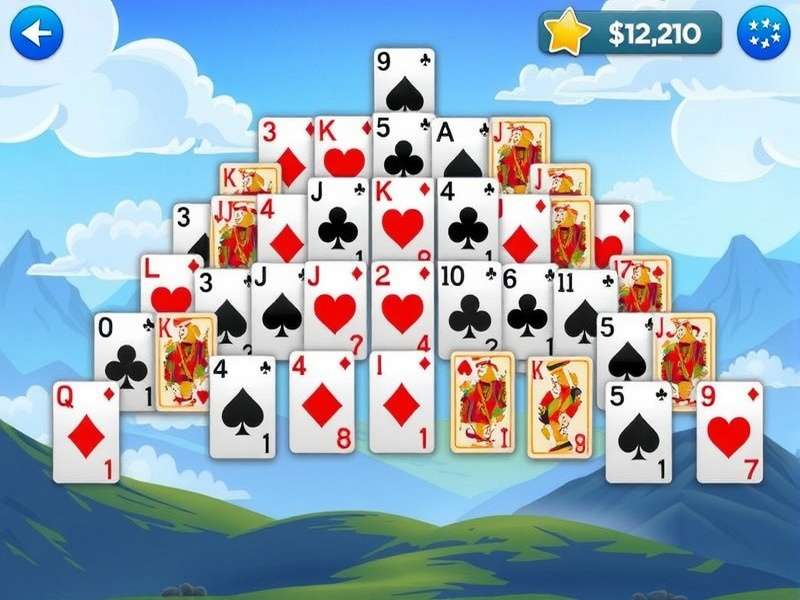 247 Pyramid Solitaire Free game layout showing pyramid of cards on a green felt table