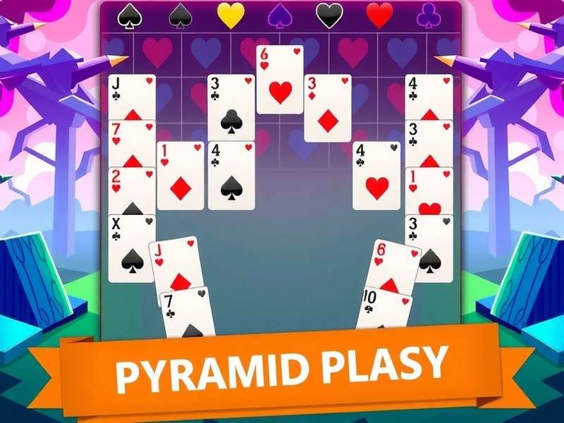 Pyramid Solitaire Free Easy game board with cards arranged in pyramid formation