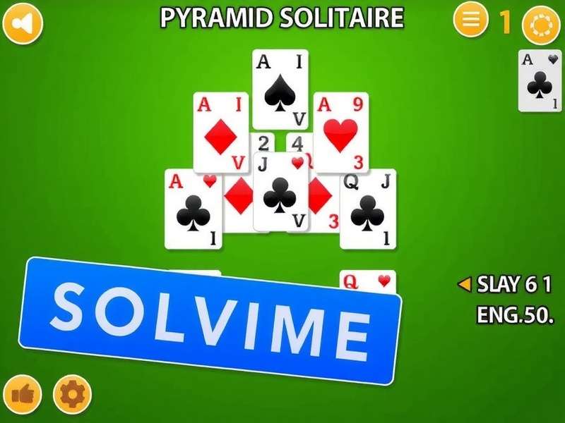 Pyramid Solitaire Free Easy card layout showing 7-row pyramid with card values