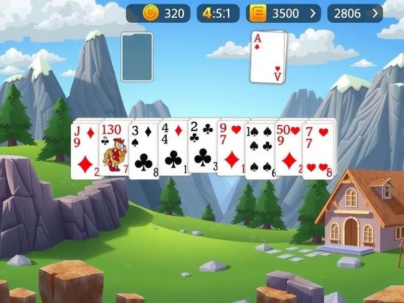 Pyramid Solitaire game layout showing the classic 7-row pyramid tableau with cards arranged in a triangular formation