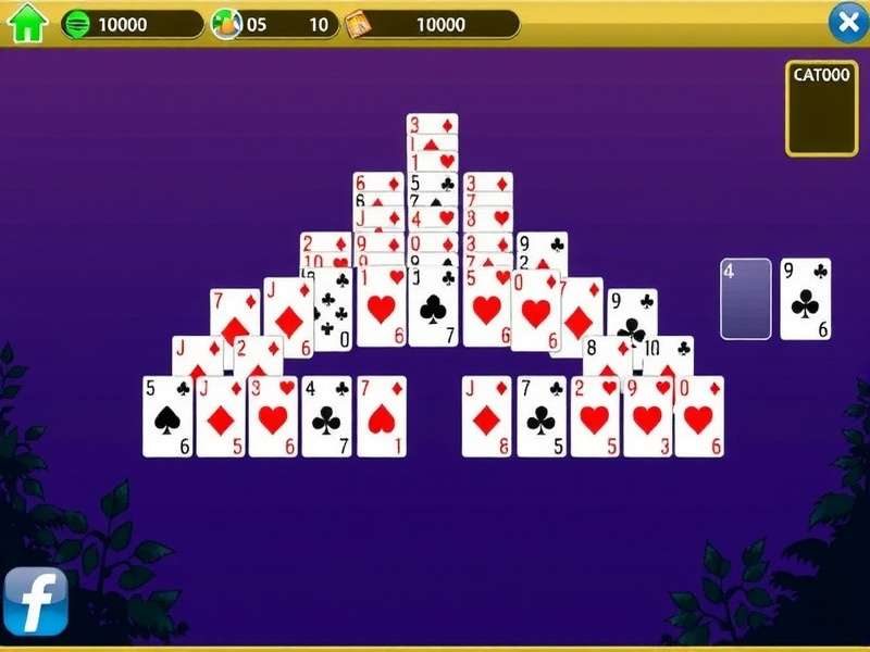 Pyramid Solitaire card layout showing the classic 7-row pyramid formation with face-up cards