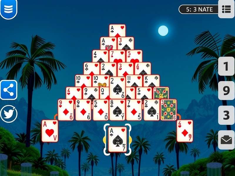 Pyramid Solitaire Aarp Spider Solitaire game layout with cards arranged in pyramid formation