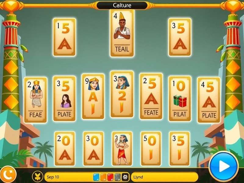 Pyramid Solitaire Ancient Egypt gameplay screenshot showing pyramid cards and Egyptian-themed background